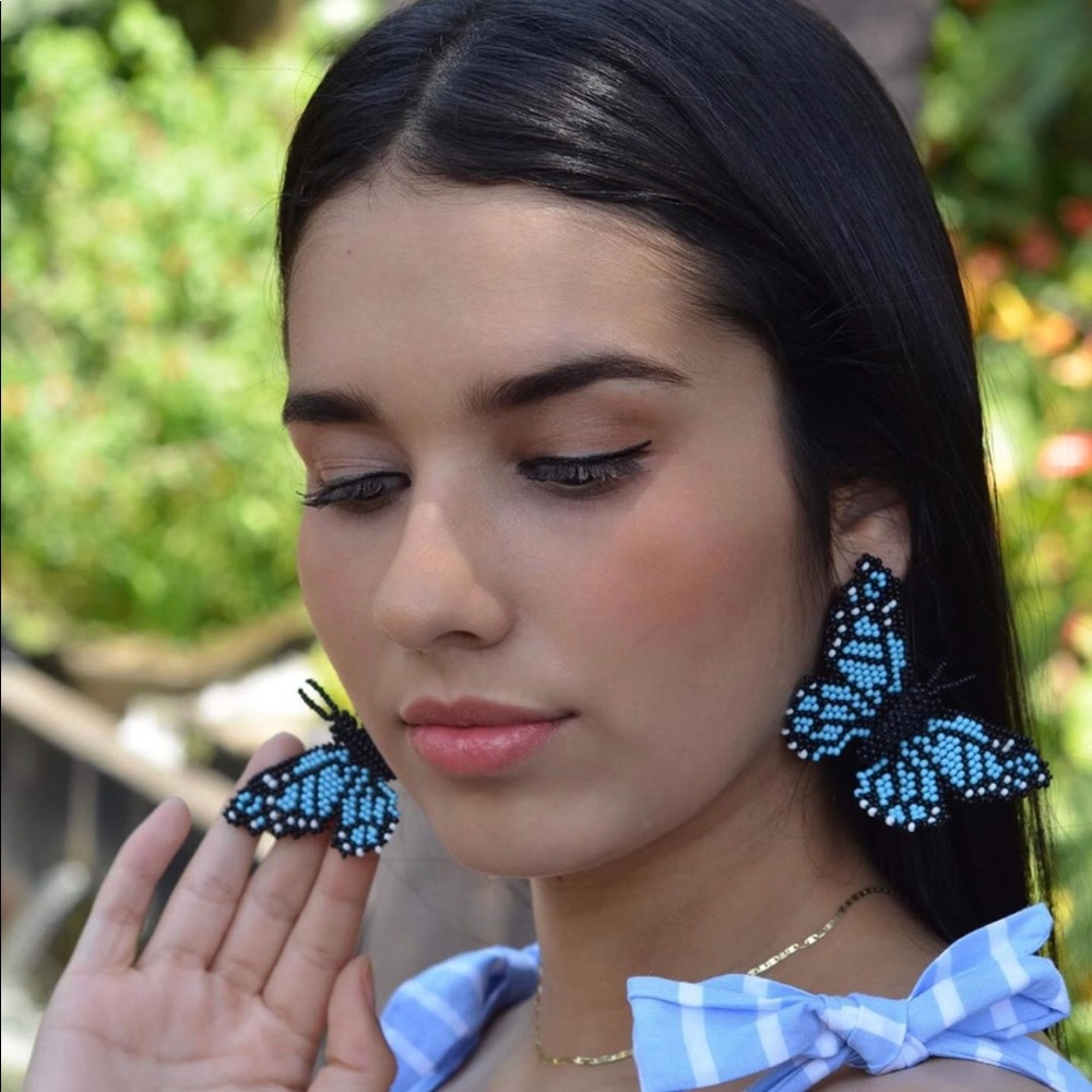 Assorted colors Butterflies Beaded Stud Seed Bead Earrings pick